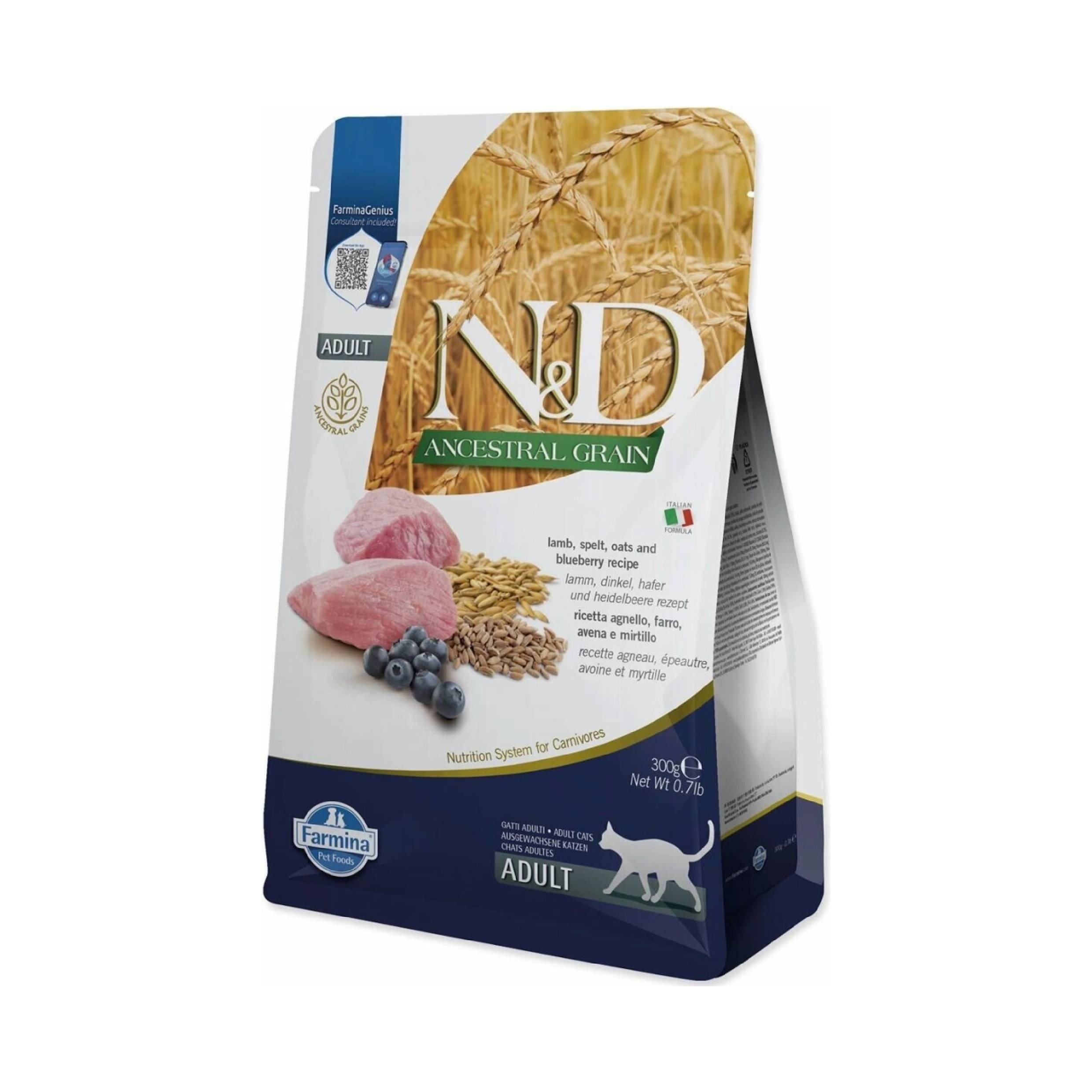 Granuly N&D cat AG adult, lamb, spelt, oats & blueberry 0,3 kg